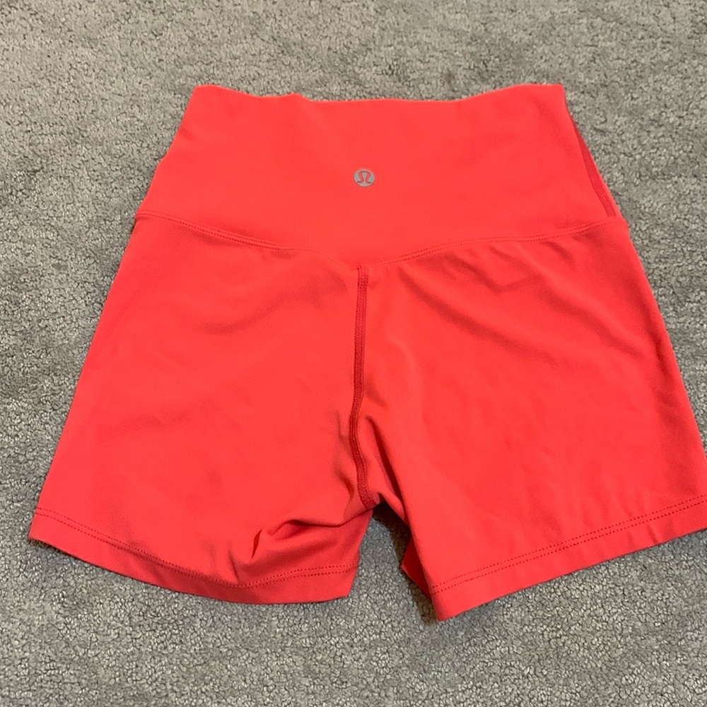 lululemon athletica High-Rise Bike Shorts in Bright Coral